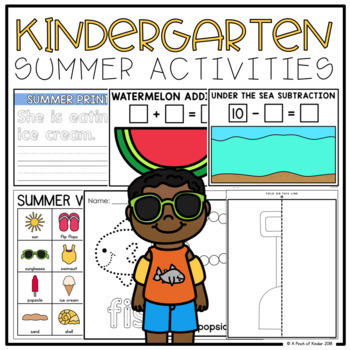 Preview of Kindergarten Summer Activities (Literacy + Math)