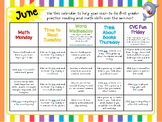 Kindergarten Summer Activity and Reading Calendar