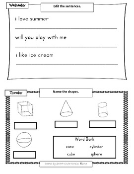 Pre K Homework Packet / Pre-Kindergarten Printable Homework Packet and
