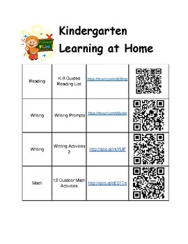 Preview of Kindergarten Summer Learning Activities