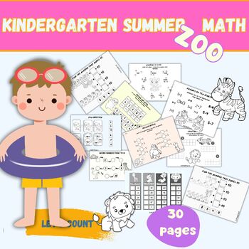 Preview of Kindergarten Summer Math Review Packet End of the Year Activities