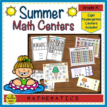 Preview of Kindergarten Summer Themed Math Centers: Counting, Number Order, Facts & More