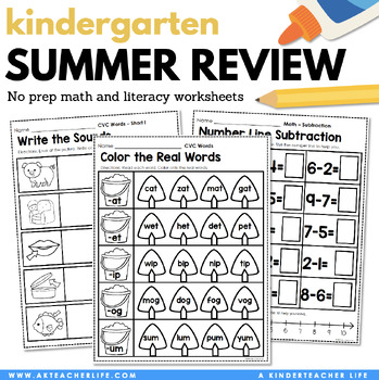 Preview of Kindergarten Summer Review No Prep Packet