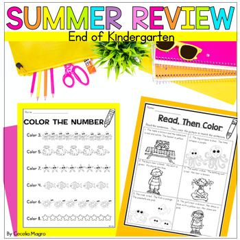 Preview of Kindergarten Summer Packet No Prep Review  End of the Year Activities