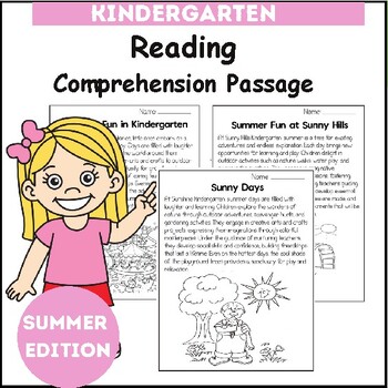 Preview of Kindergarten Summer Packet with Decodable Passages Comprehension