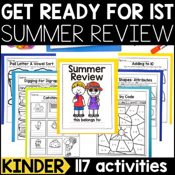 Preview of Kindergarten Summer Review Packet | Summer Activities for First Grade Readiness