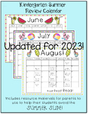 UPDATED FOR 2023!!! Kindergarten Summer Review Calendar & 