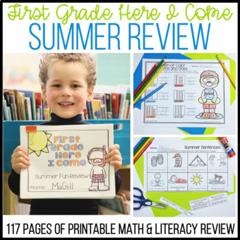 Preview of Kindergarten Summer Review Packet - Editable Sight Words - Math - ELA