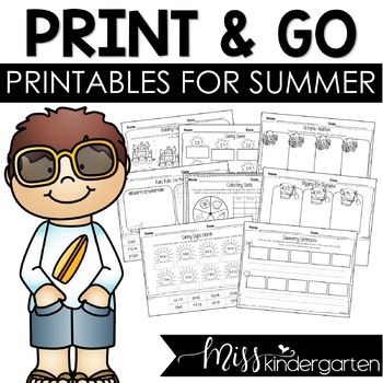 Preview of Kindergarten Summer Packet End of the Year Review No Prep Printables