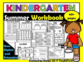 Preview of Kindergarten Summer Workbook (NO PREP)