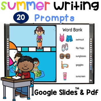 Preview of Kindergarten Summer Writing Prompts Print & Digital