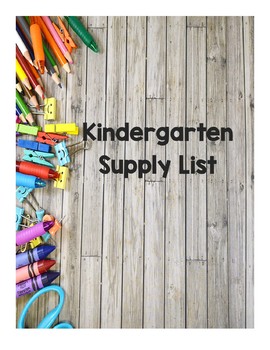 Preview of Kindergarten Supply List