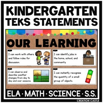 Preview of Kindergarten TEKS I Can Statements Core Subjects Bundle