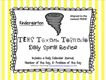 Preview of Kindergarten Math TEKS Texas Tornado Spiral Review Part 1 (Sets 1-12)