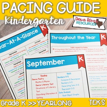 Kindergarten TEKS Year Planner-Back to School-Texas Curriculum Pacing Guide