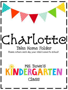 Preview of Kindergarten Take-Home Folder Covers