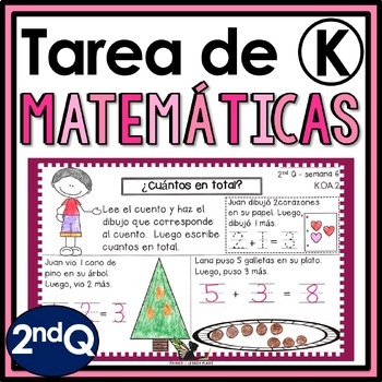 Preview of Kindergarten Math Homework in Spanish Tarea de Matemáticas - 2nd Quarter