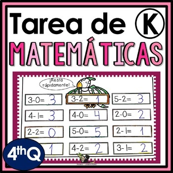 Preview of Kindergarten Math Homework in Spanish Tarea de Matemáticas - 4th Quarter