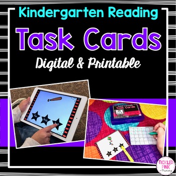 Preview of Kindergarten Task Cards for Literacy Centers (Digital & Printable)