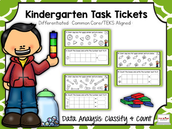 Preview of Kindergarten Task Tickets: Math: Data: Classify & Count (Differentiated)