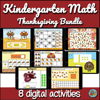 Preview of Kindergarten Thanksgiving Bundle - Digital Math Centers, Fall Morning Work