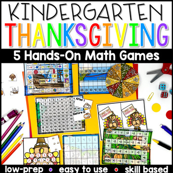 Preview of Thanksgiving Kindergarten Math Center Games | November Math Games