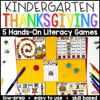 Preview of Kindergarten Thanksgiving Reading Center Games | Literacy Centers