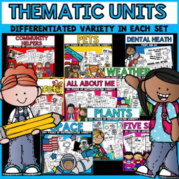 Preview of Kindergarten Thematic Units Worksheets Activities Preschool Bundle