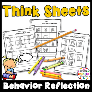 Preview of Kindergarten Think Sheets For Behavior Reflection