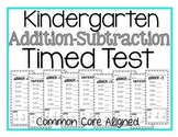 Kindergarten Timed Add/Subtraction Test
