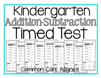 Preview of Kindergarten Timed Add/Subtraction Test