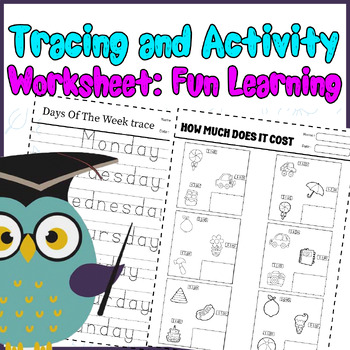 Preview of Kindergarten Tracing and Activity Worksheet: Fun Learning