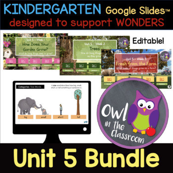Preview of Kindergarten- UNIT 5 Bundle (Google Slides / Powerpoint) - Aligned w/ WONDERS