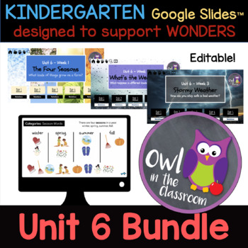 Preview of Kindergarten- UNIT 6 Bundle (Google Slides / Powerpoint) - Aligned w/ WONDERS
