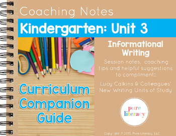 Preview of Kindergarten Unit 3 Information Writing Curriculum Companion Guide