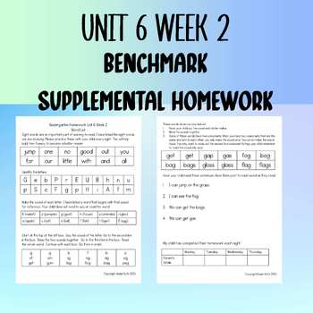 Preview of Kindergarten Unit 6 Week 2 Benchmark Homework and Letter Naming Fluency
