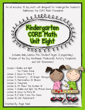 Preview of Kindergarten Unit 8 CORE Math