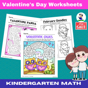 Preview of Kindergarten Valentine's Day Worksheets Printables
