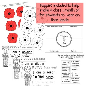 Kindergarten Veterans Day activities - Reading Writing Math November