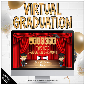 Preview of Kindergarten Virtual Graduation Ceremony | Digital End of the Year | Editable
