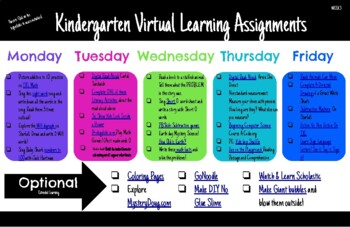 Preview of Kindergarten Virtual Learning Assignments Week 3 NO PREP!