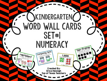Preview of Kindergarten Vocabulary Word Wall Cards Set 1:  Numeracy TEKS