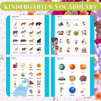 Preview of Kindergarten Vocabulary Worksheets and Cards