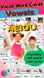 Kindergarten Vowel Vocabulary Cards | Phonics | Writing | 