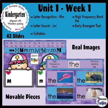 Preview of Kindergarten WONDERS Aligned ELA ACTIVITIES for Google Slides™ UNIT 1 WEEK 1