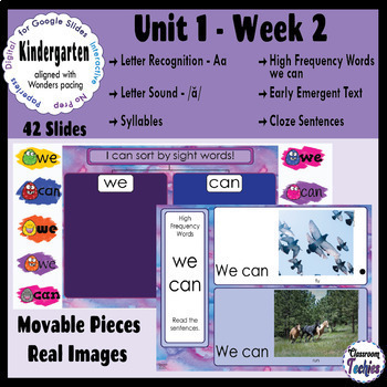 Preview of Kindergarten WONDERS Aligned ELA ACTIVITIES for Google Slides™ UNIT 1 WEEK 2
