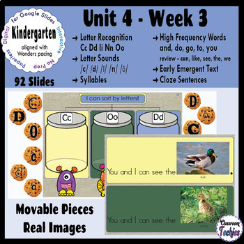 Preview of Kindergarten WONDERS Aligned ELA ACTIVITIES for Google Slides™ UNIT 4 WEEK 3