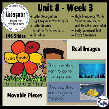 Preview of Kindergarten WONDERS Aligned ELA ACTIVITIES for Google Slides™ UNIT 8 WEEK 3