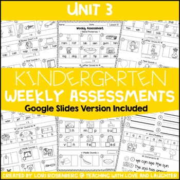 Preview of Kindergarten Weekly Assessments Unit 3 Print and Digital - Google Classroom