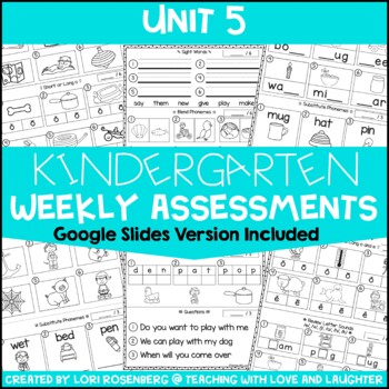 Preview of Kindergarten Weekly Assessments Unit 5 Print and Digital - Google Classroom